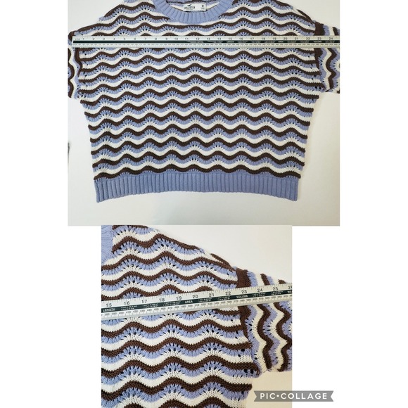 Hollister Crochet Knit Sweater Wave Pattern Women's Pullover  Size Medium - Picture 9 of 12